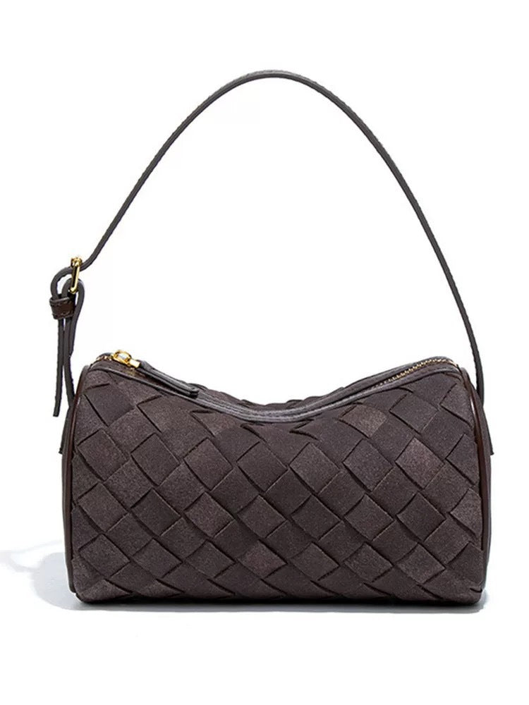 High-end military green suede woven baguette bag for women, shoulder bag/underarm bag