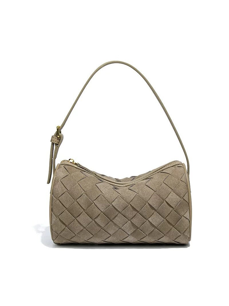 High-end military green suede woven baguette bag for women, shoulder bag/underarm bag